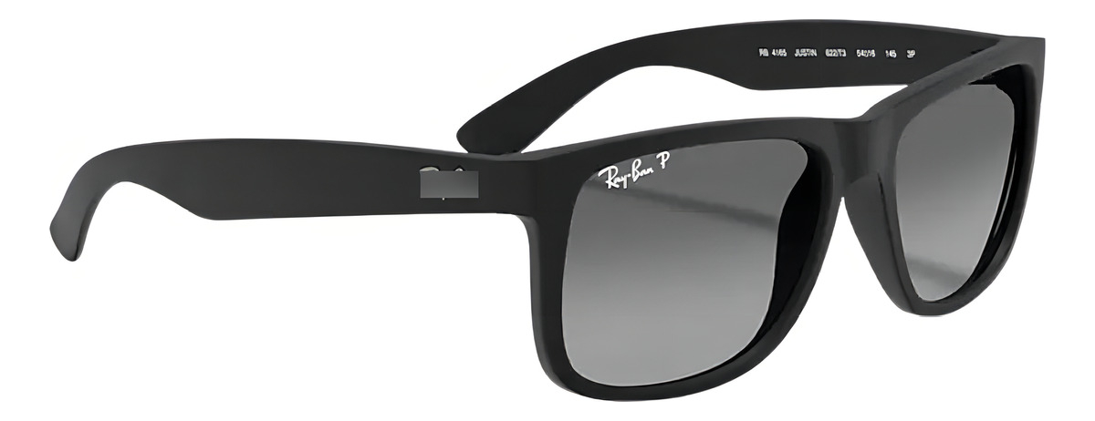 Óculos de sol polarizados Ray-Ban Justin Classic Rb4165l Standard armação denáilon cor Matte Black Lente Grey de Policarbonato Degradada RB4165