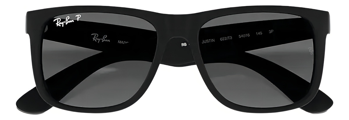 Óculos de sol polarizados Ray-Ban Justin Classic Rb4165l Standard armação denáilon cor Matte Black Lente Grey de Policarbonato Degradada RB4165