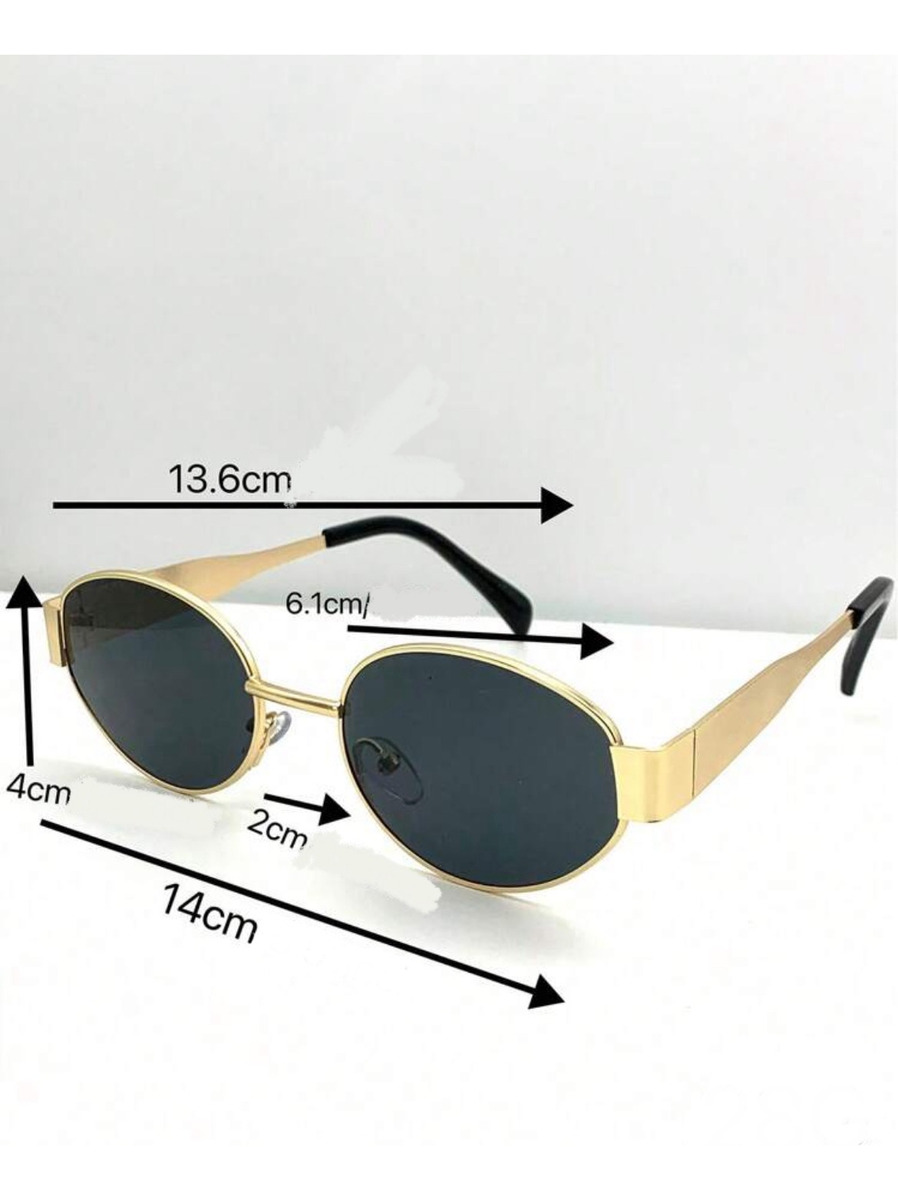 Óculos De Sol Oval Dourado Cobre Moda Tendencia Fashion Luxo