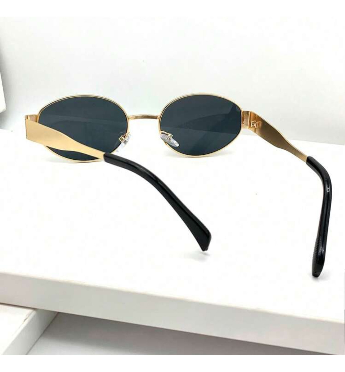 Óculos De Sol Oval Dourado Cobre Moda Tendencia Fashion Luxo
