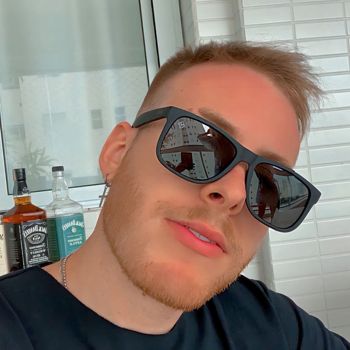 Óculos De Sol Masculino Quadrado com Proteção Uv400 Preto + Case