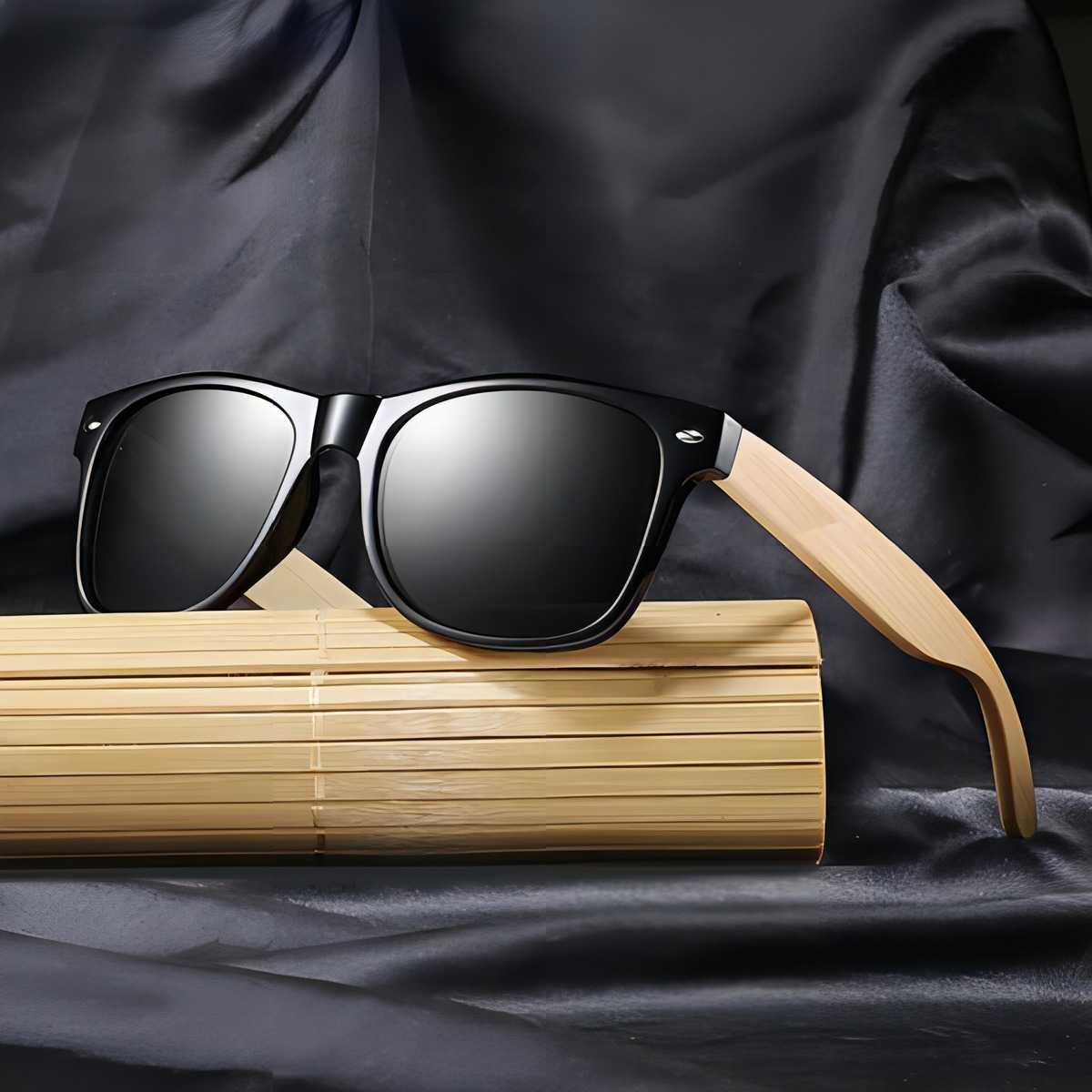 Óculos De Sol Bambu Quadrado Masculino Clássico Praia