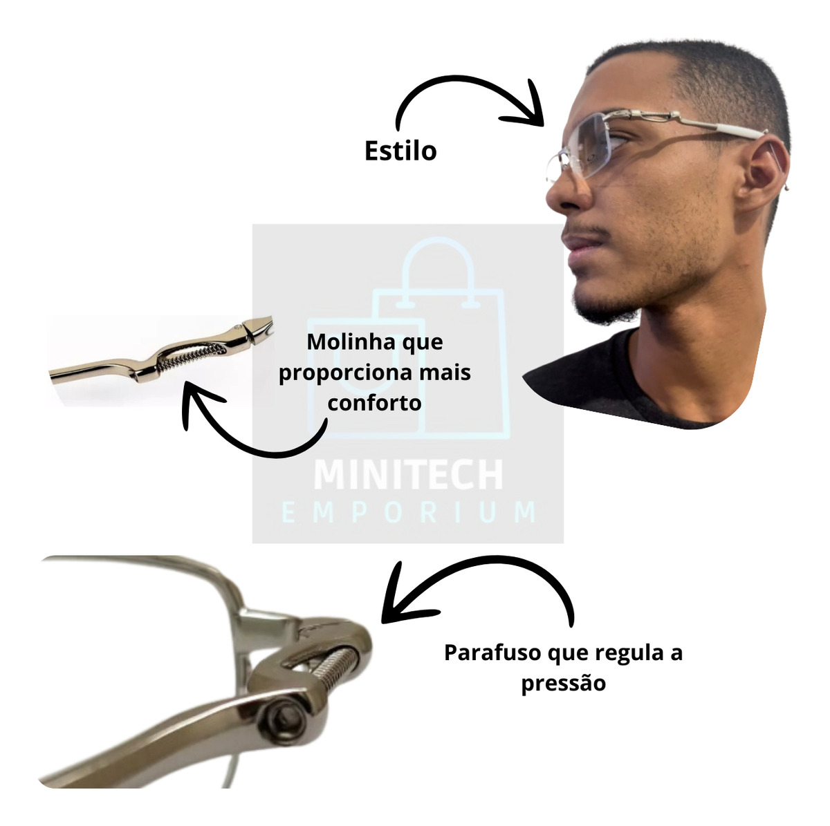 Armação Metal Masculina Molinha Lupa Vilão De Grau Descanso