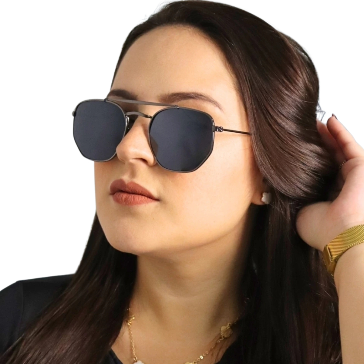 Óculos De Sol Hexagonal Feminino Premium Proteção Uv400