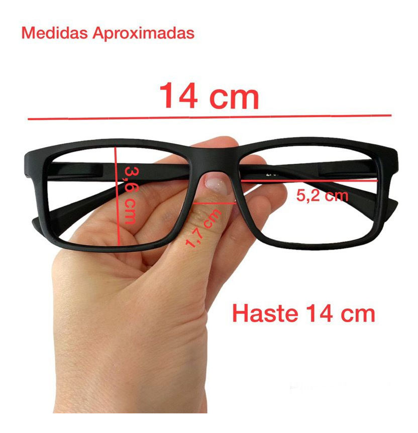 Óculos Emborrachado Retangular Masculino Quadrado Premium
